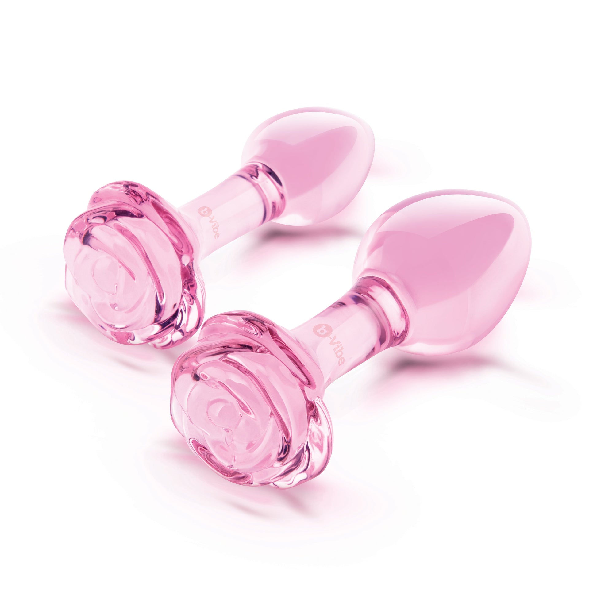 Pink Roses Glass Butt Plug Training Set