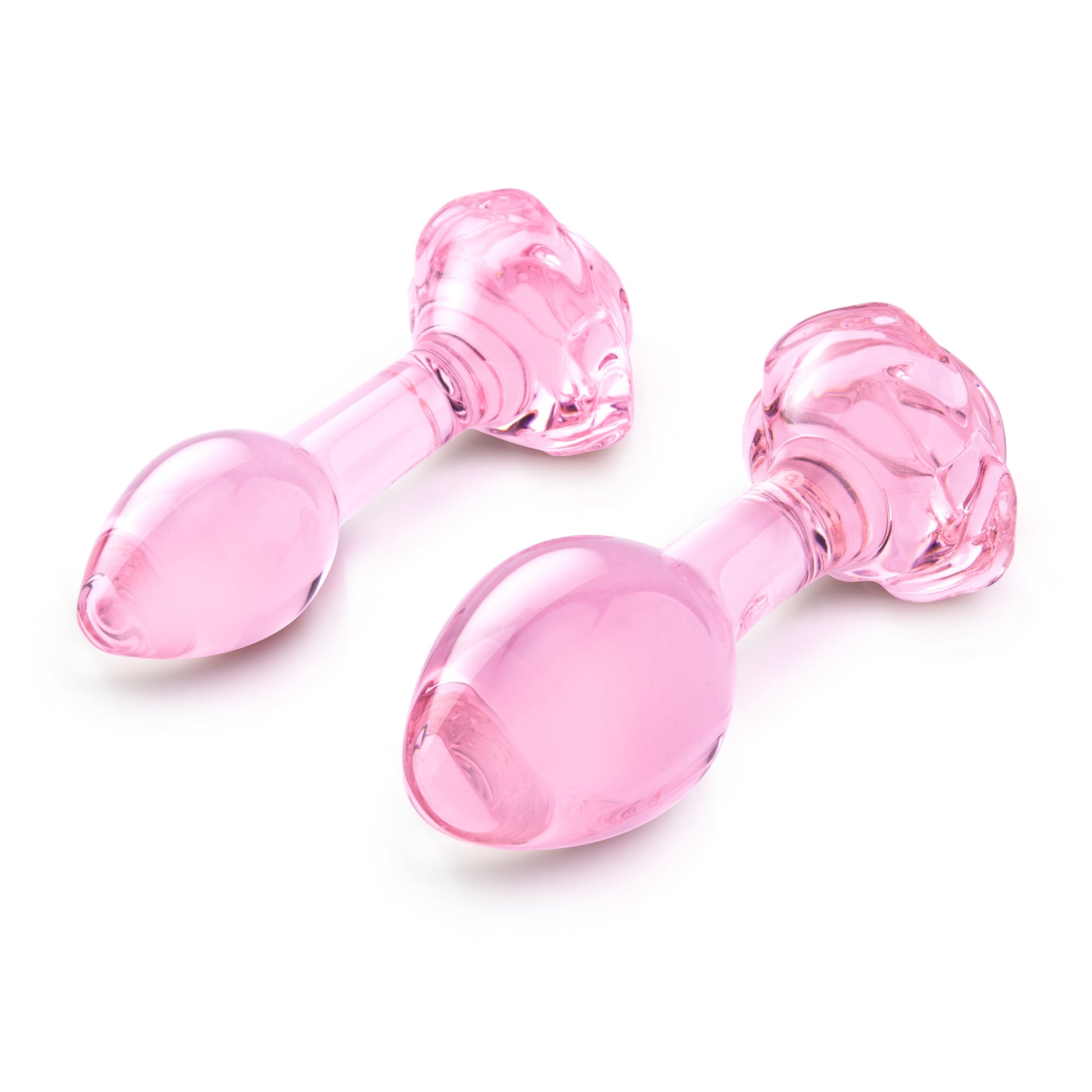 Pink Roses Glass Butt Plug Training Set
