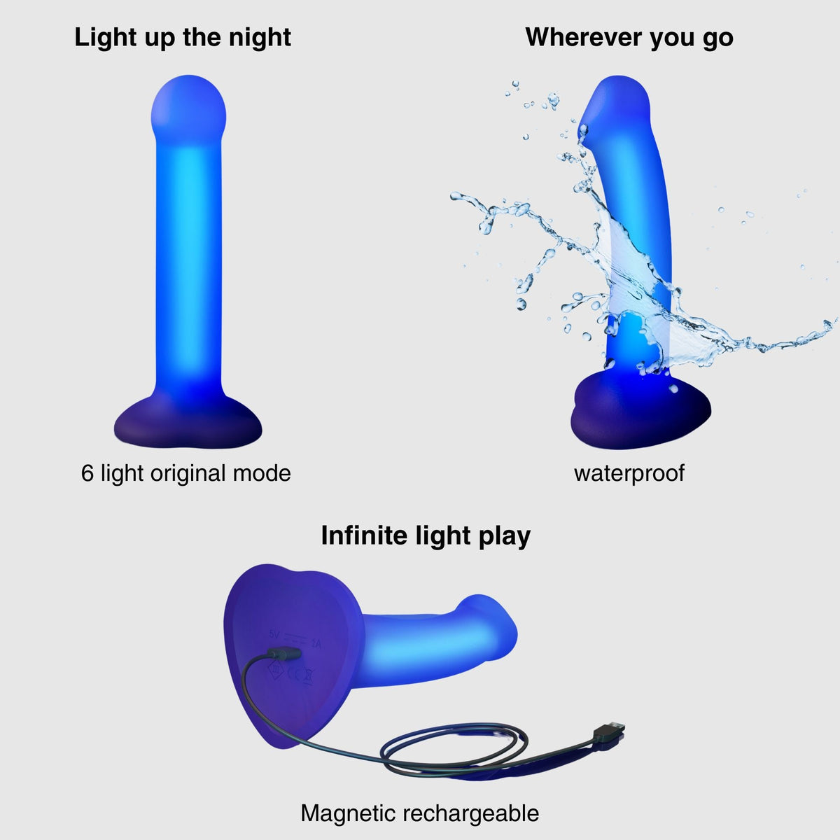 GLOW-LED DILDO PURPLE - M