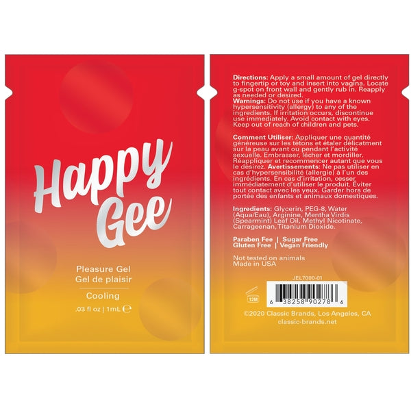 HAPPY GEE GPOT COOLING PLEASURE GEL - FOIL - 0.03 fl oz | 1 mL